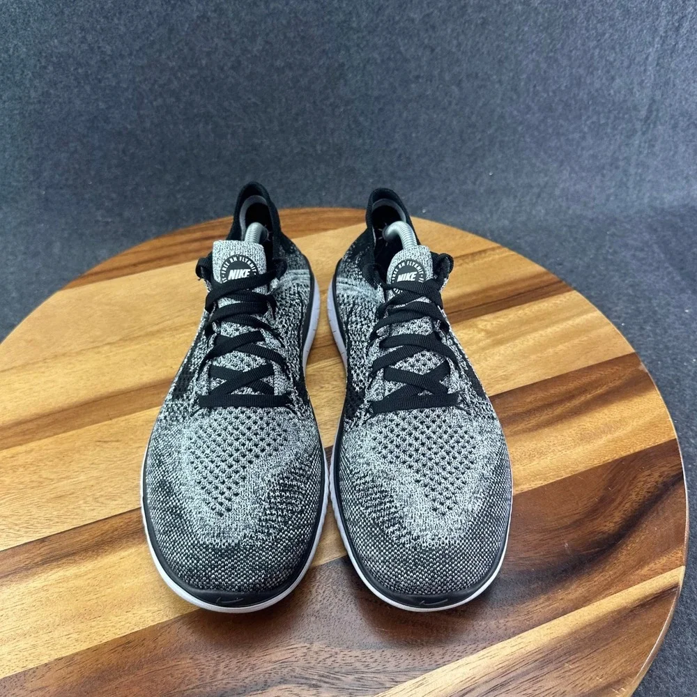 Nike Free RN Flyknit 2018 FK Oreo Grey Black White Shoes 942839-101 Womens Sz 8